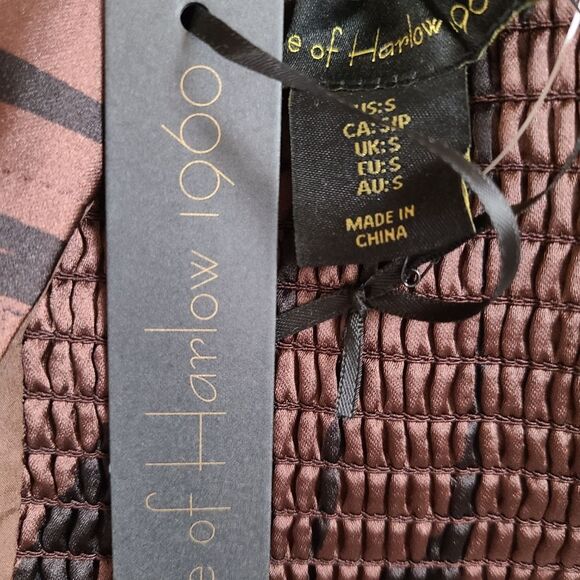 NWOT House of Harlow Size Small Brown Animal Print Spaghetti Straps Cropped Top - Picture 10 of 12